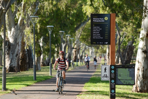 Wayfinding signage allows people to find their way around and explore the Park Lands