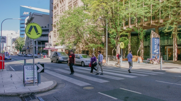 Pirie Street is a City Street, with the City of Adelaide’s first Zebra crossing used to calm traffic and improve pedestrian amenity