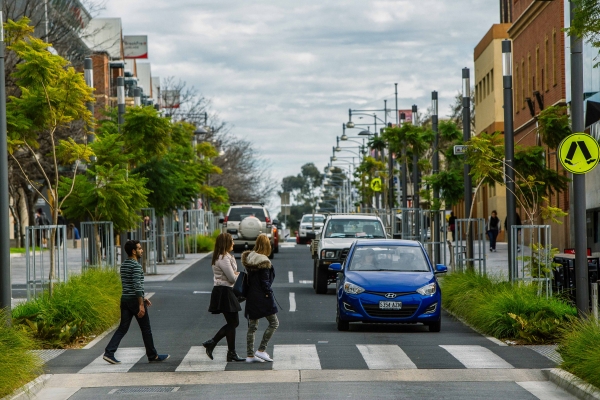 Zebra crossings should only be used where there is a high intensity of pedestrian and vehicular movement such as Hindley Street